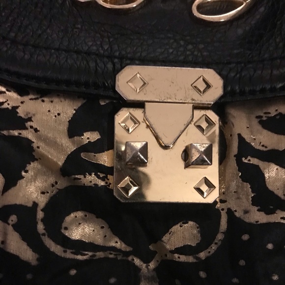 VERY CHIC Ed Hardy Christian Audigier Metallic Gold Black Tiger Purse Handbag - Picture 7 of 11